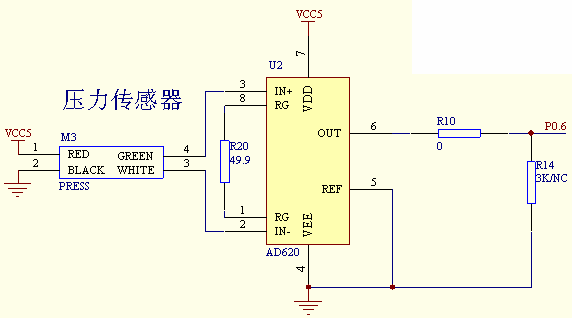压力传感器(AD620)接口电路