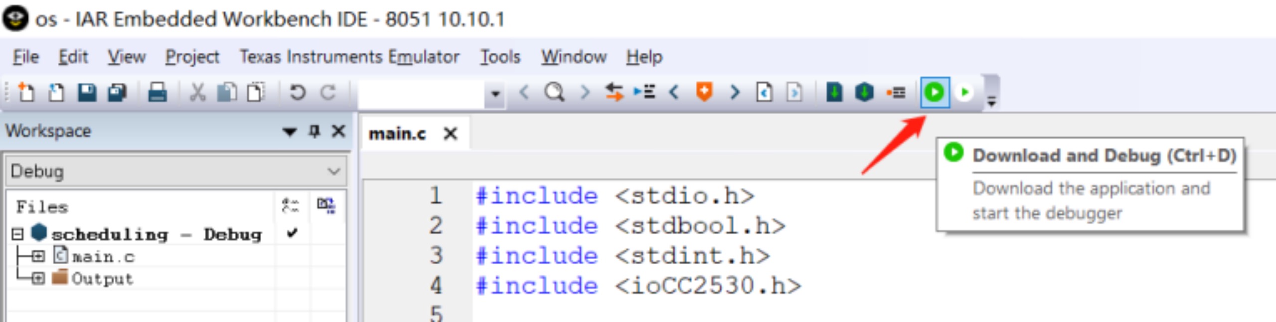 IAR 工程与 Download and Debug 按钮