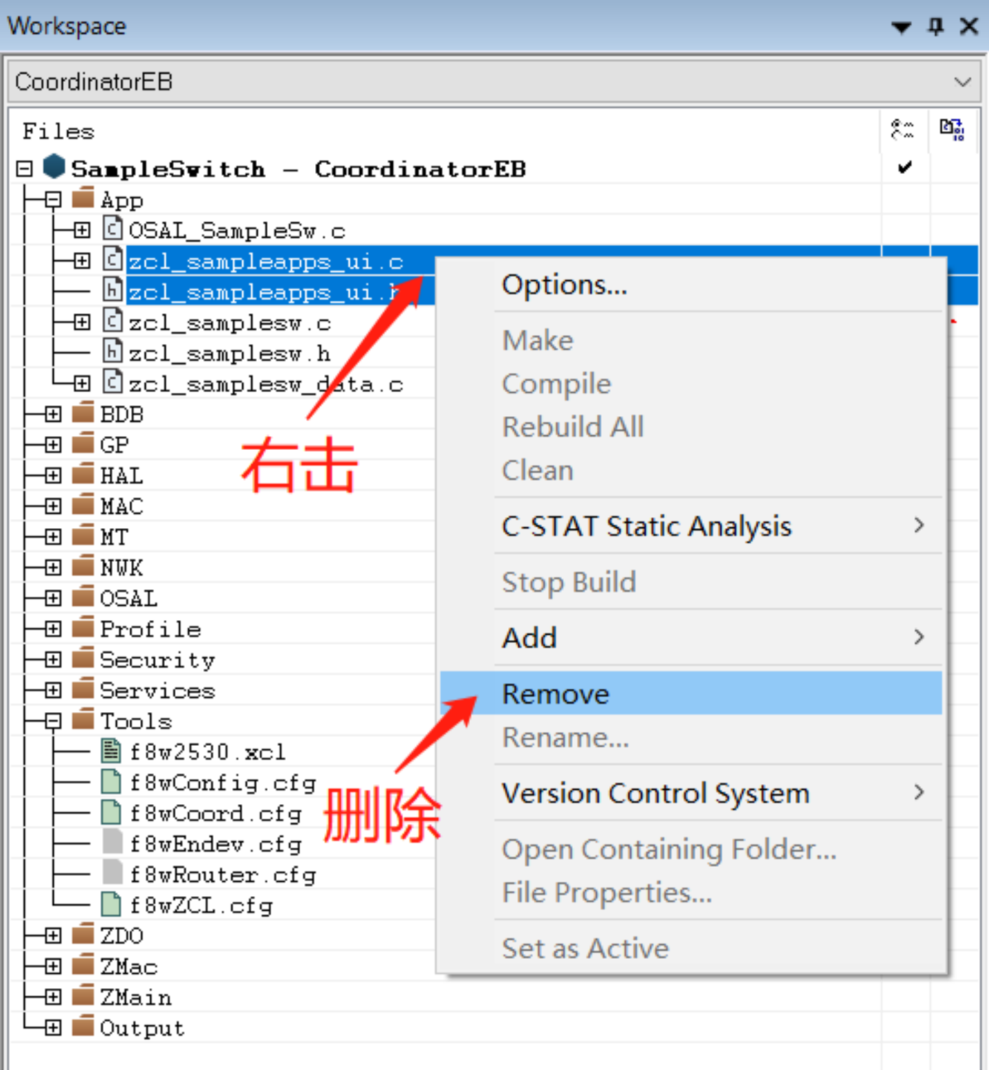 右击文件选择 Remove